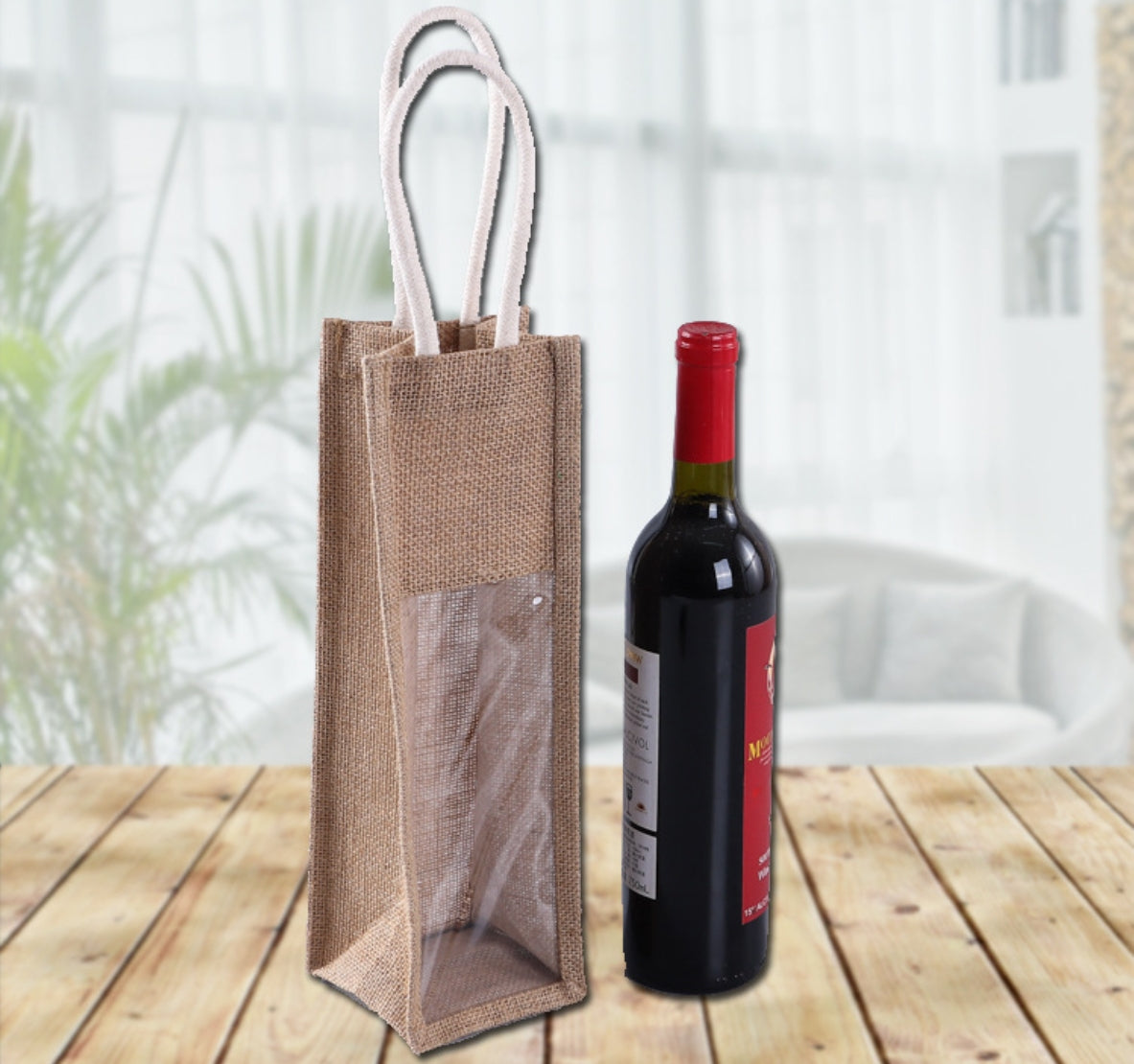 Reusable Gift Carrier 1 2 3 4 6 Burgundy Burlap Bottle Tote Jute Wine Bags