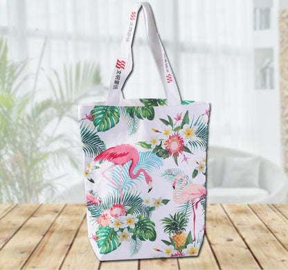 Customize Pattern Cotton Canvas Tote Shopping Bag Cotton Flower Grocery Reusable Plain Blank Cotton Canvas Tote Bag