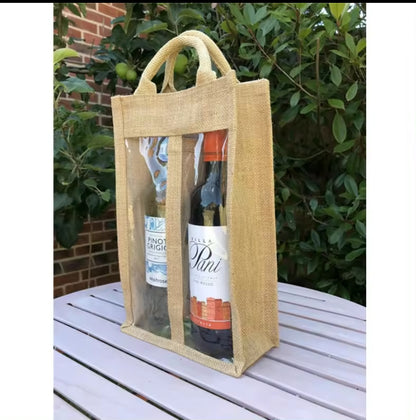 Reusable Gift Carrier 1 2 3 4 6 Burgundy Burlap Bottle Tote Jute Wine Bags