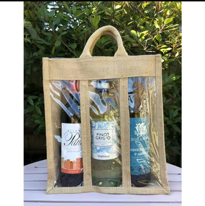 Reusable Gift Carrier 1 2 3 4 6 Burgundy Burlap Bottle Tote Jute Wine Bags